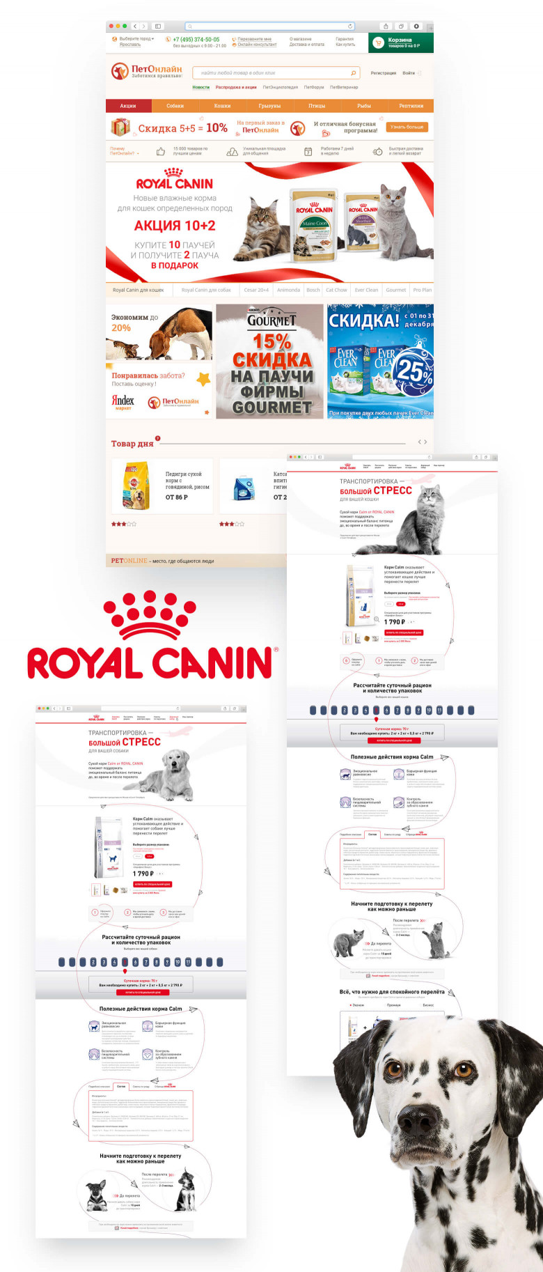 Поддержка и развитие бренд-зон Royal Canin на сайтах компании и партнеров