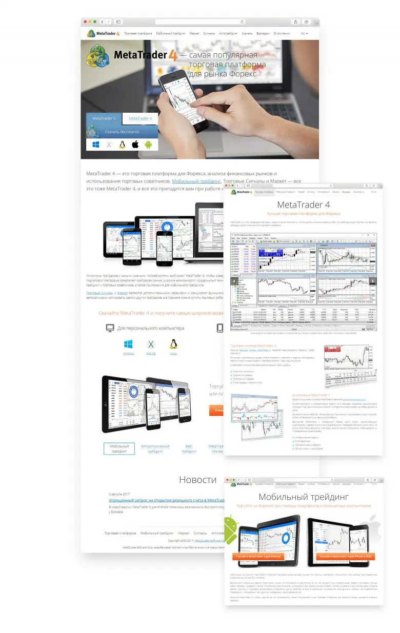 Проектирование и дизайн сайта торговой платформы Metatrader4